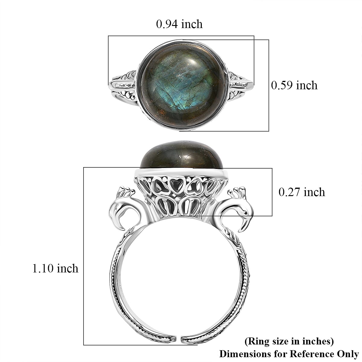 Sajen Silver Malagasy Labradorite Ring in Rhodium Over Sterling Silver 5.50 ctw (Size 8.0) image number 5