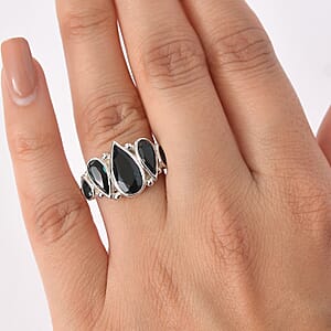 Sajen Silver Doublet Indigo Tourmaline, Celestial Quartz Ring in Rhodium Over Sterling Silver 5.50 ctw (Size 10.0)