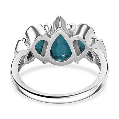 Sajen Silver Doublet Indigo Tourmaline, Celestial Quartz Ring in Rhodium Over Sterling Silver 5.50 ctw (Size 10.0)