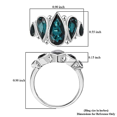 Sajen Silver Doublet Indigo Tourmaline, Celestial Quartz Ring in Rhodium Over Sterling Silver 5.50 ctw (Size 10.0)