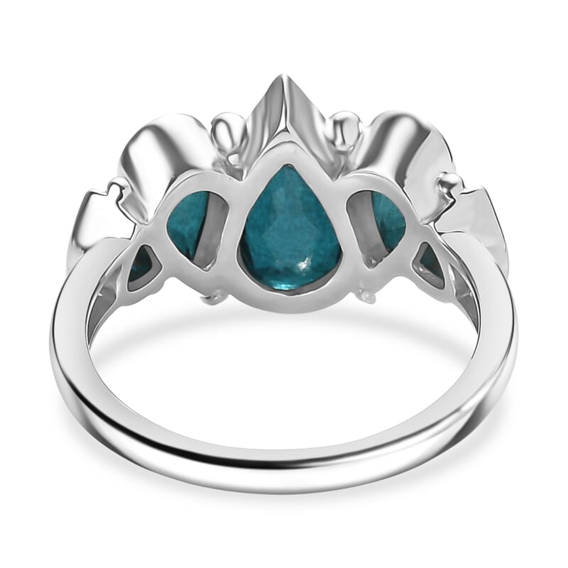 Sajen Silver Doublet Indigo Tourmaline, Celestial Quartz Ring in Rhodium Over Sterling Silver 5.50 ctw (Size 7.0)