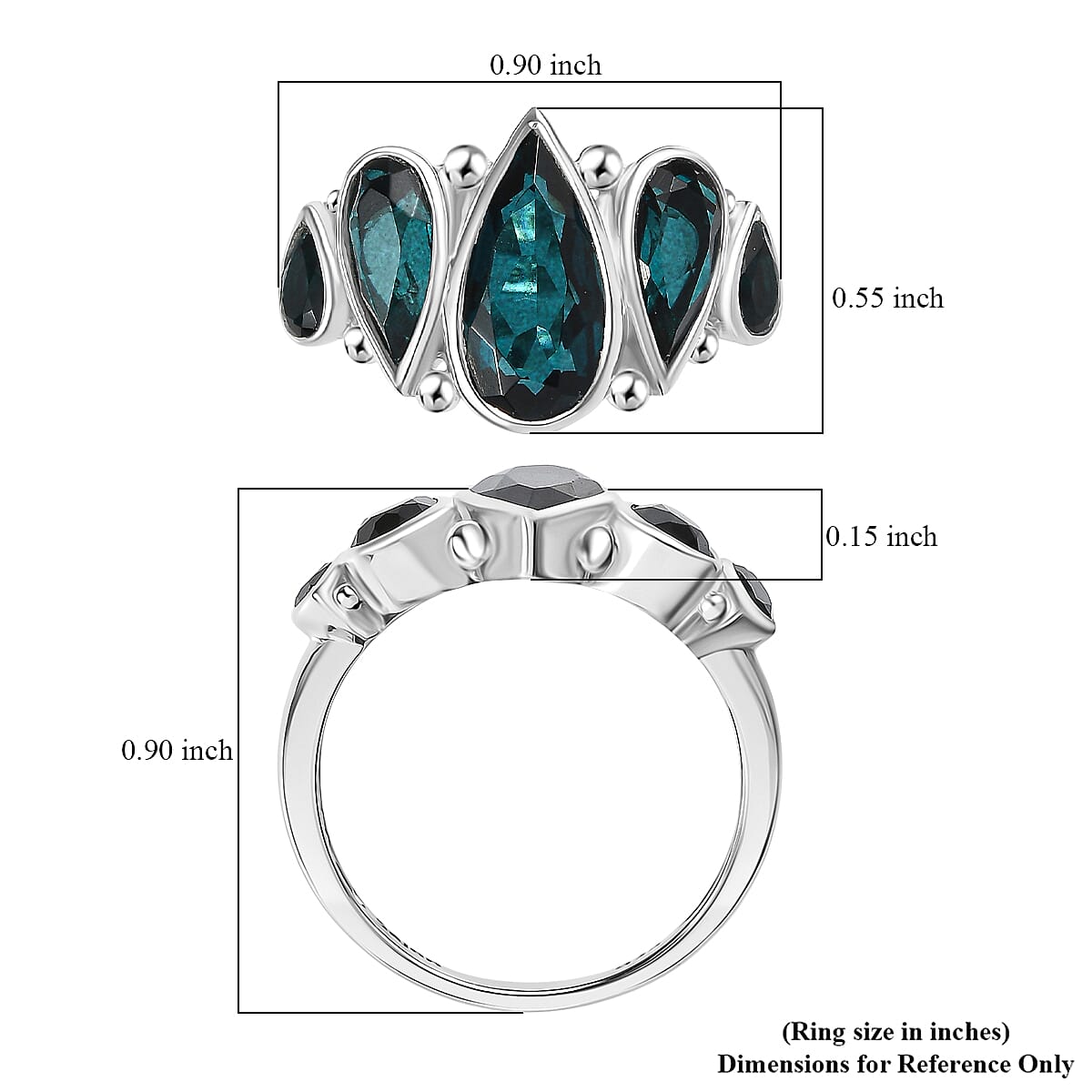Sajen Silver Doublet Indigo Tourmaline, Celestial Quartz Ring in Rhodium Over Sterling Silver 5.50 ctw (Size 7.0) image number 5