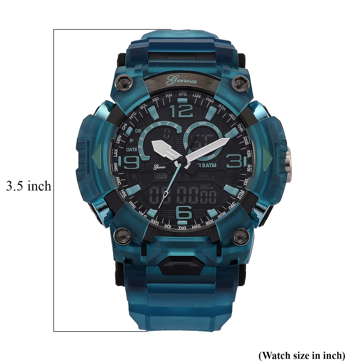 Genoa Japanese and Electronic Movement Multifunctional Blue Watch image number 7