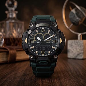 Genoa Japanese and Electronic Movement Multifunctional Green Watch