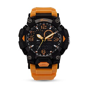 Genoa Japanese and Electronic Movement Multifunctional Orange Watch