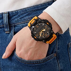 Genoa Japanese and Electronic Movement Multifunctional Orange Watch