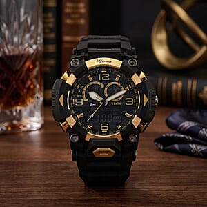 Genoa Japanese and Electronic Movement Multifunctional Black Watch