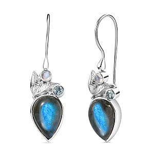 Sajen Silver Malagasy Labradorite, Multi Gemstone Earrings in Rhodium Over Sterling Silver 10.40 ctw