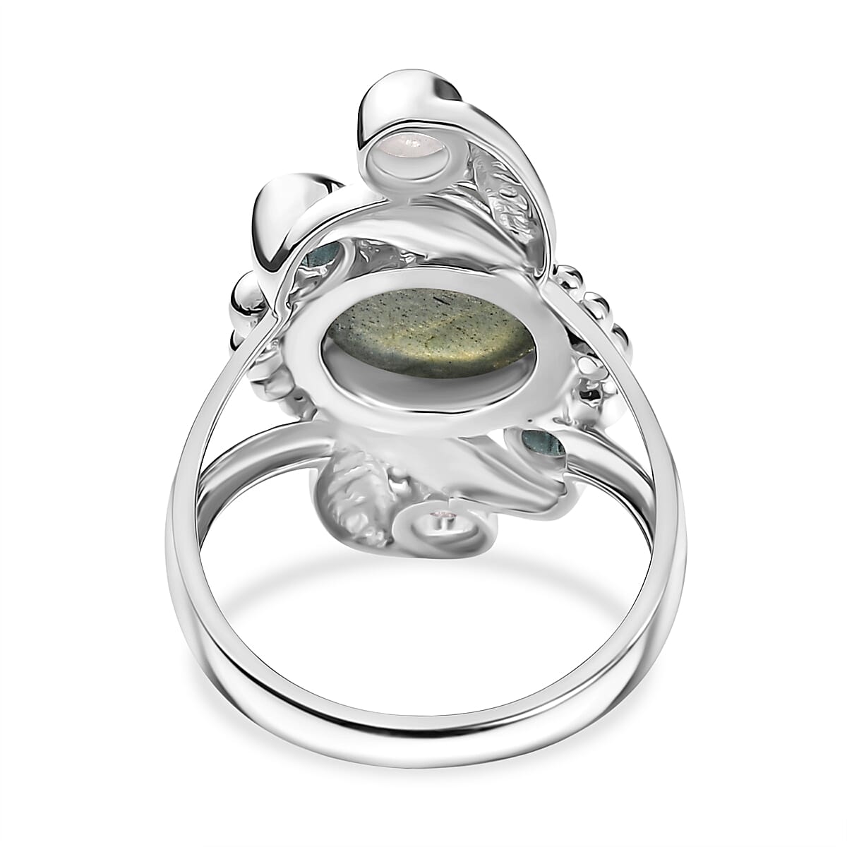 Sajen Silver Malagasy Labradorite, Multi Gemstone Ring in Rhodium Over Sterling Silver 5.10 ctw (Size 9.0) image number 4