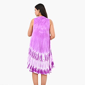 La Marey Purple Tie Dye Umbrella Dress with collar and Buttons - One Size Missy