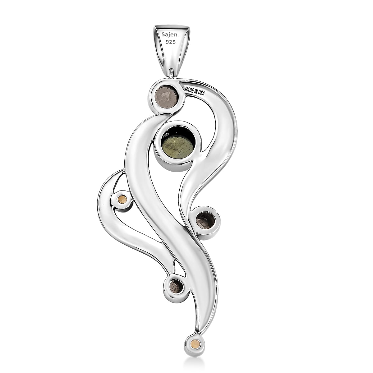 Sajen Silver Golden Sheen Moonstone, Brazilian Citrine Pendant without Chain in Rhodium Over Sterling Silver 4.65 ctw