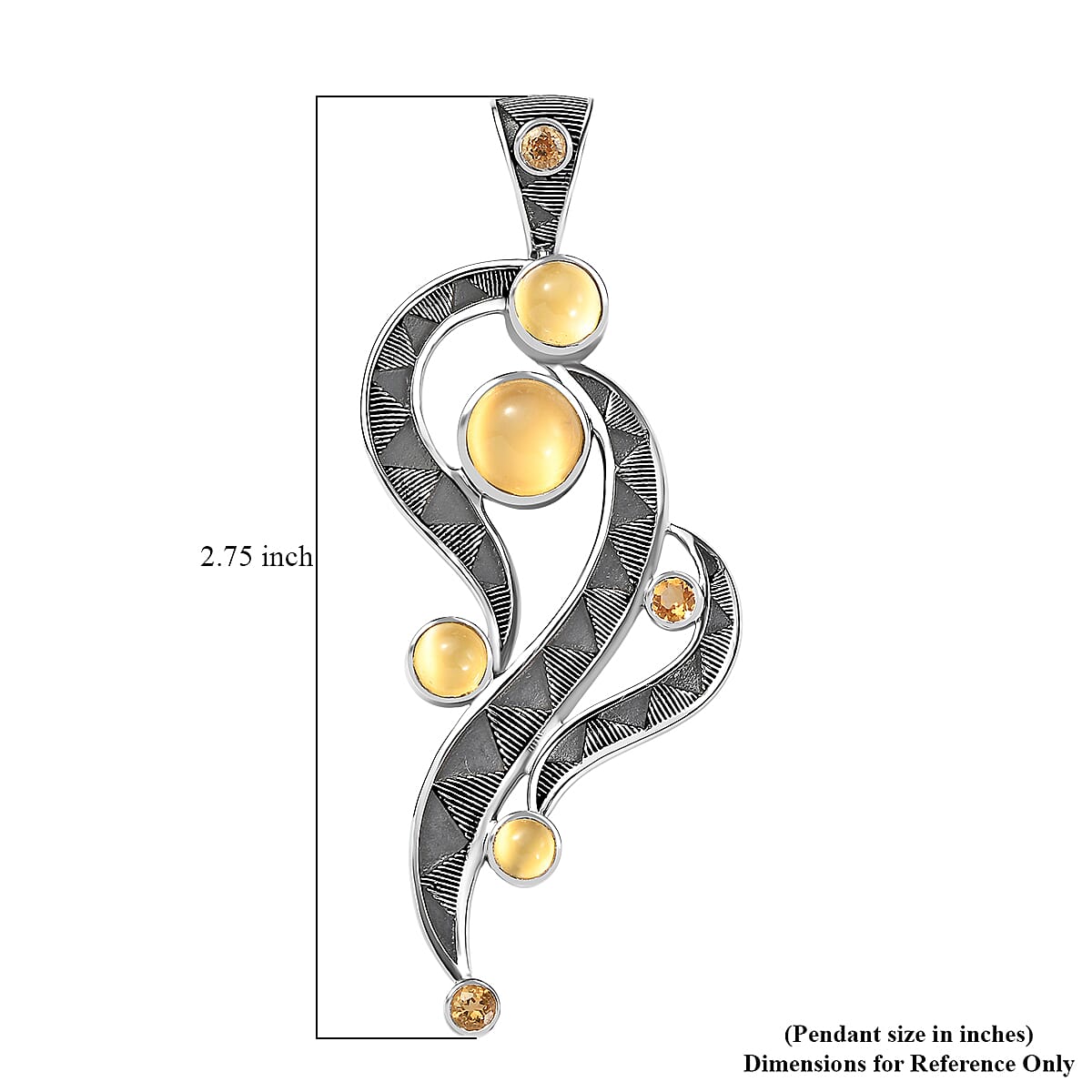 Sajen Silver Golden Sheen Moonstone, Brazilian Citrine Pendant without Chain in Rhodium Over Sterling Silver 4.65 ctw image number 5