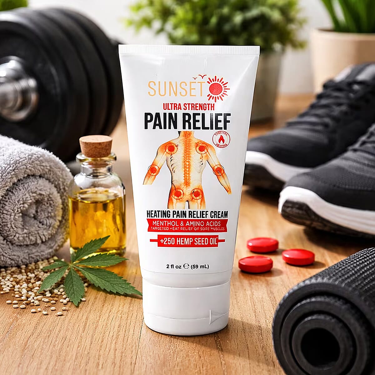 Sunset CBD Pain Cream RED Heating (250MG | 2FL OZ) image number 1