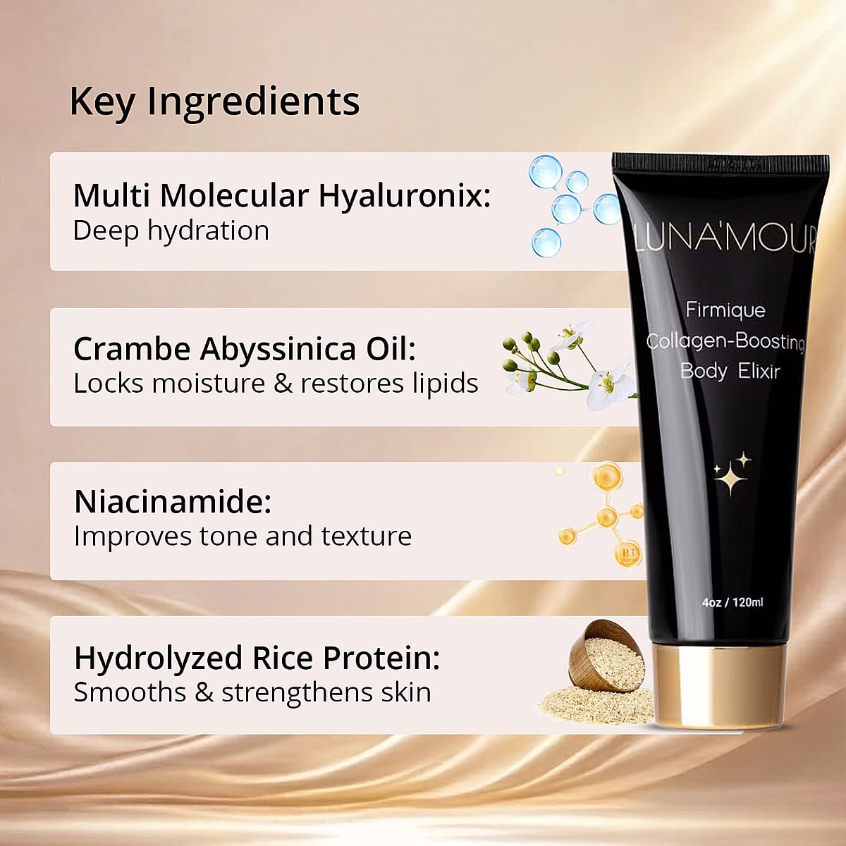 LUNA'MOUR Firmique Collagen-Boosting Body Elixir (4oz) image number 3