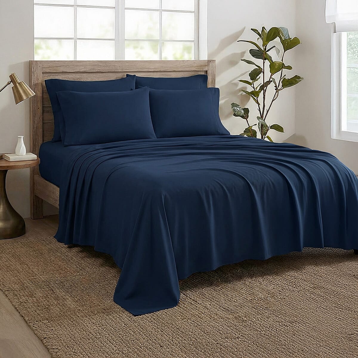 Closeout American Thread Collection 6pc Navy Microfiber Sheet Set -Twin image number 0