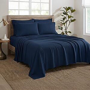 Closeout American Thread Collection 6pc Navy Microfiber Sheet Set -Twin