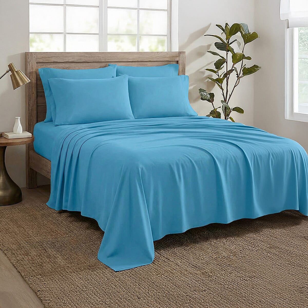Closeout American Thread Collection 6pc Sky Blue Microfiber Sheet Set -Twin image number 0