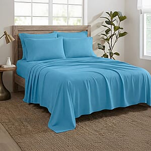 Closeout American Thread Collection 6pc Sky Blue Microfiber Sheet Set -Twin