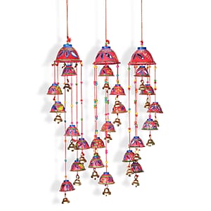 Livmore Set of 3 PVC Hand Painted Wind Chimes - Red