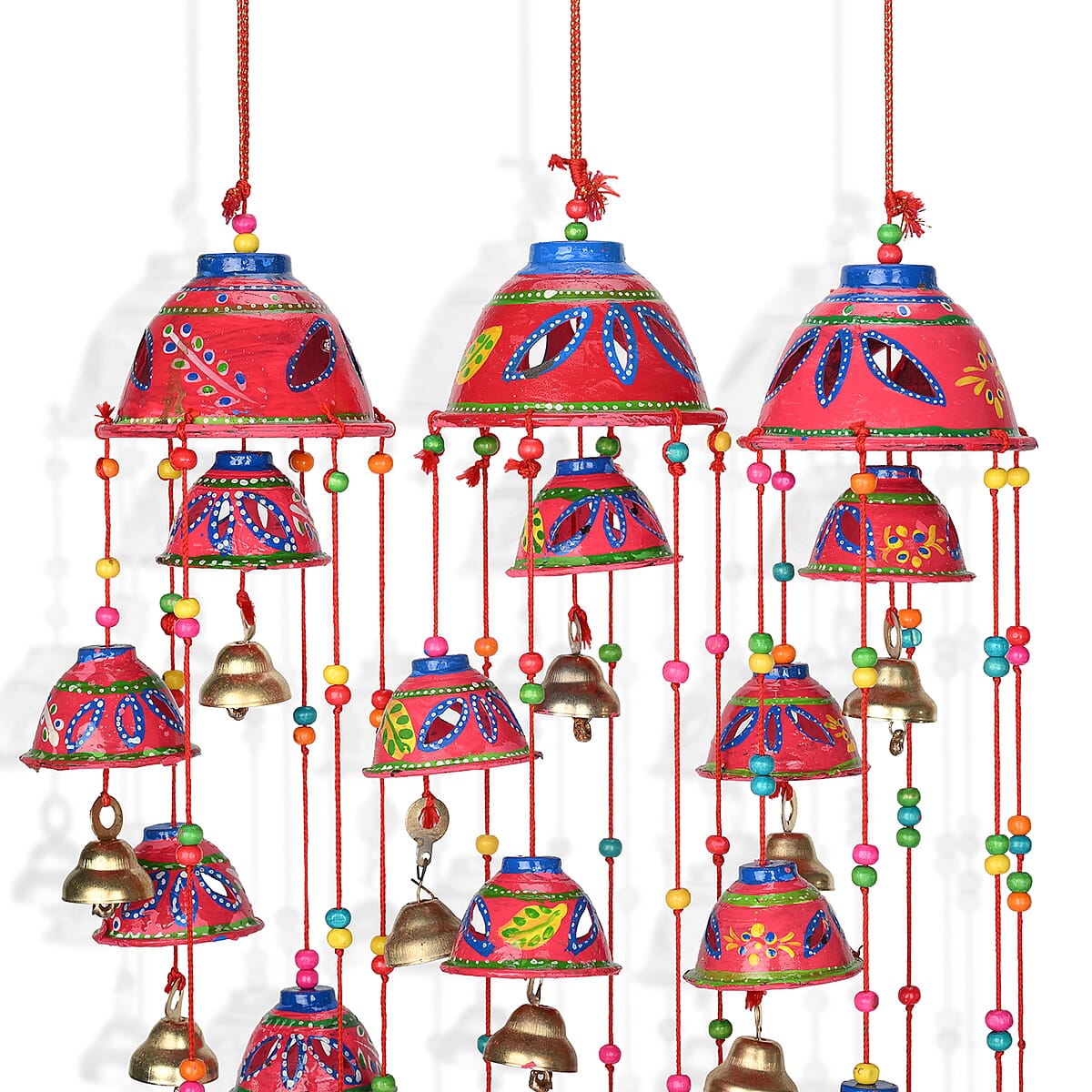 Livmore Set of 3 PVC Hand Painted Wind Chimes - Red image number 5