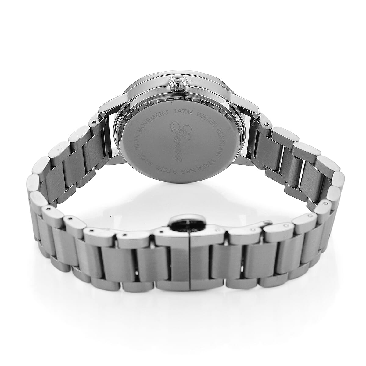 Genoa White Glass Japanese Movement Butterfly Enamel Watch in Silvertone image number 6