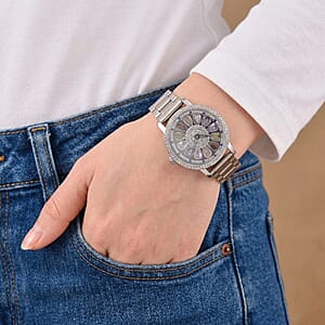 Genoa Multi Color Glass Japanese Movement Watch in Silvertone