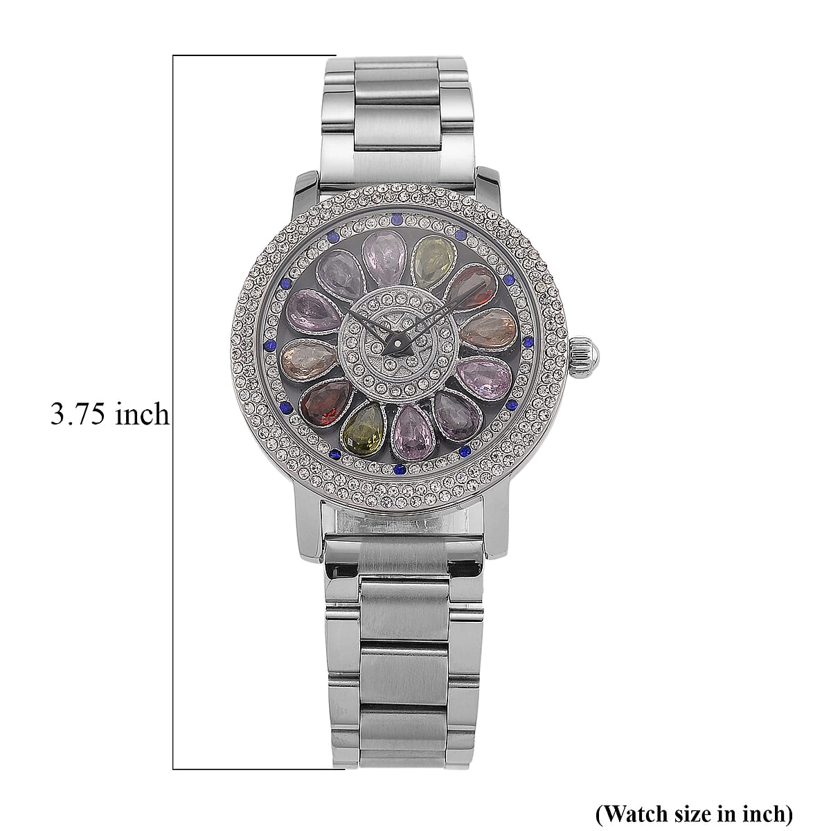 Genoa Multi Color Glass Japanese Movement Watch in Silvertone image number 7