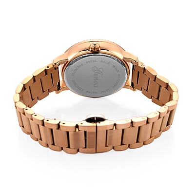 Genoa Multi Color Glass Japanese Movement Watch in Rosetone