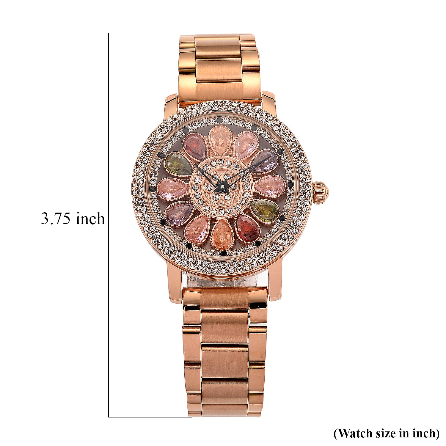 Genoa Multi Color Glass Japanese Movement Watch in Rosetone
