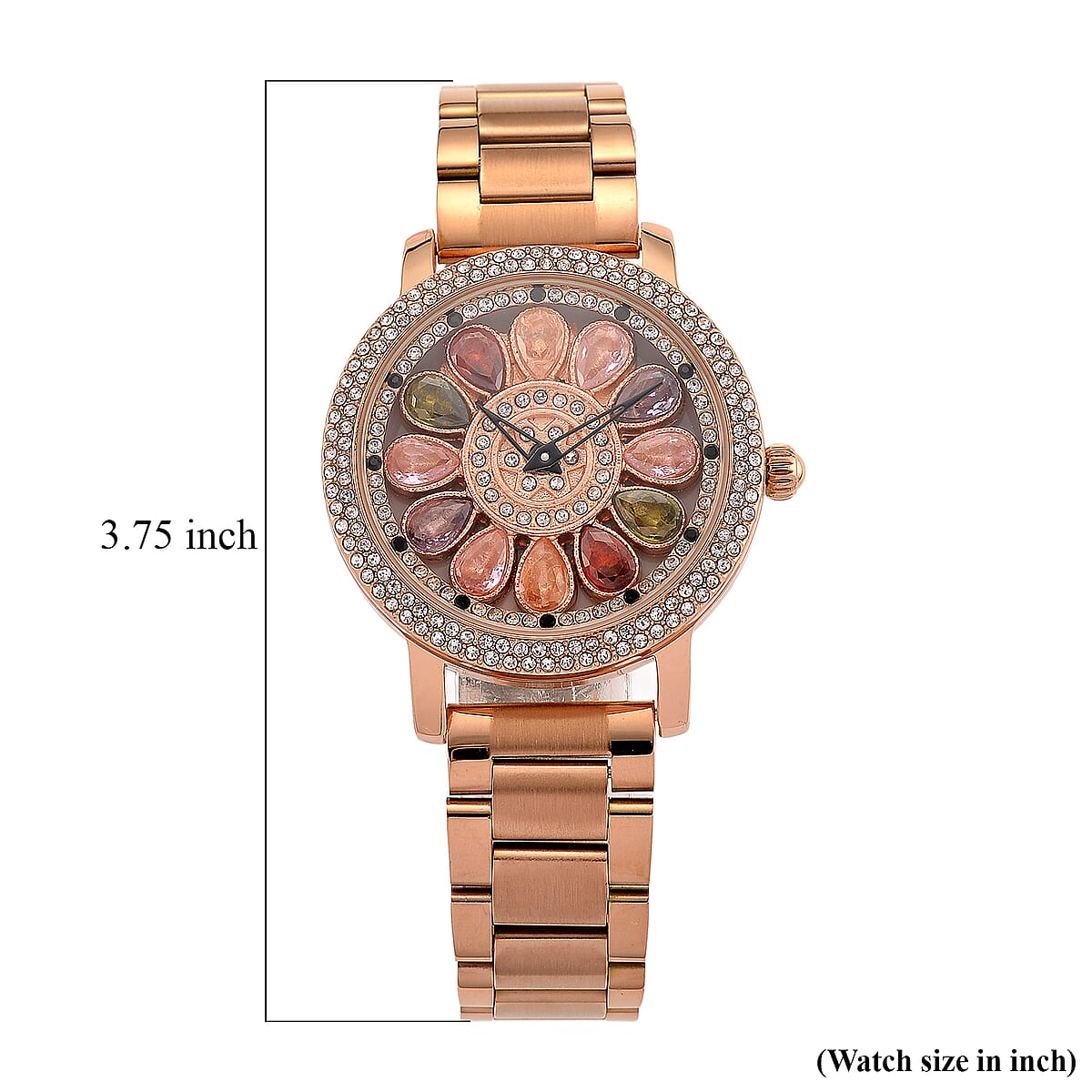 Genoa Multi Color Glass Japanese Movement Watch in Rosetone image number 7