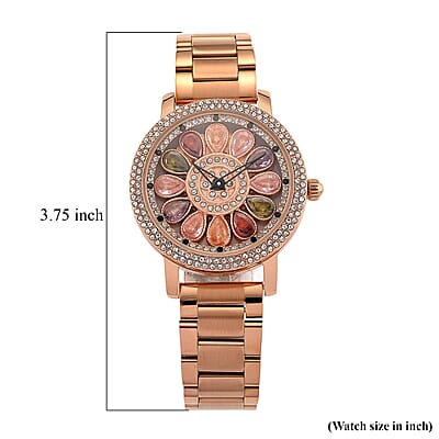 Genoa Multi Color Glass Japanese Movement Watch in Rosetone