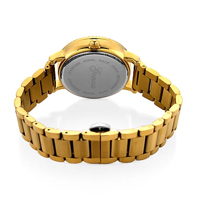 Genoa Multi Color Glass Japanese Movement Watch in Goldtone