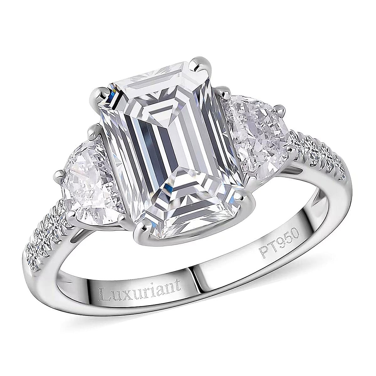 IGI Certified Luxuriant Lab Grown Diamond (E-F, VS) Ring in 950 Platinum 4.00 ctw (Size 10.5) image number 0