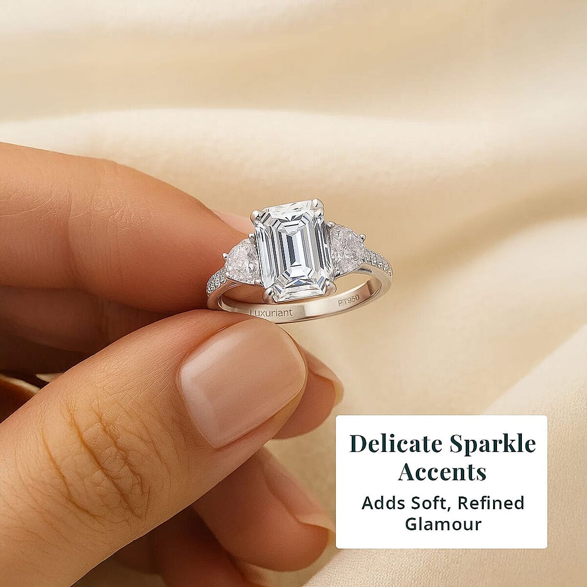 IGI Certified Luxuriant Lab Grown Diamond (E-F, VS) Ring in 950 Platinum 4.00 ctw (Size 10.5) image number 5