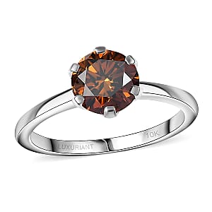 Luxuriant Lab Grown Red Diamond Rosetta Solitaire Ring in 10K White Gold 1.50 ctw (Size 7.5)