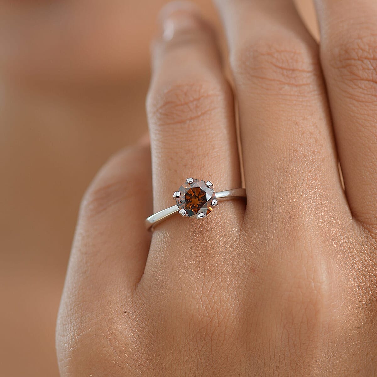 Luxuriant Lab Grown Red Diamond Rosetta Solitaire Ring in 10K White Gold 1.50 ctw (Size 7.5) image number 2