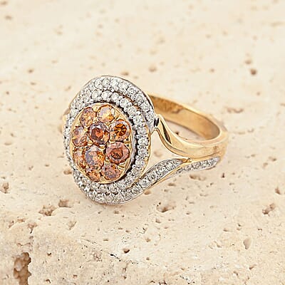 Modani Fire Orange Diamond Ring in 10K Yellow Gold 1.00 ctw (Size 5.0)