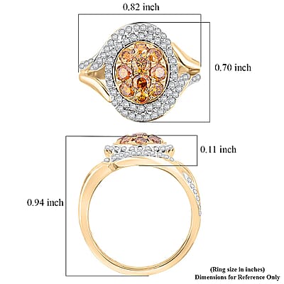 Modani Fire Orange Diamond Ring in 10K Yellow Gold 1.00 ctw (Size 5.0)