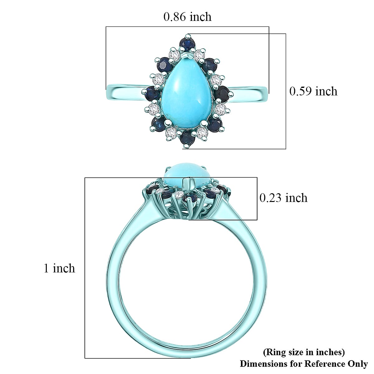 D'Joy AAA Sleeping Beauty Turquoise, Multi Gemstone Ring in Sterling Silver (Size 10.0) 1.60 ctw image number 5