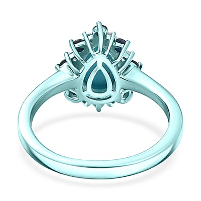 D'Joy Sleeping Beauty Turquoise and Multi Gemstone 1.60 ctw Ring in Blue E-coat Sterling Silver (Size 5.0)