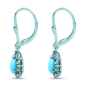 D'Joy Sleeping Beauty Turquoise, Multi Gemstone Earrings in Blue E-coat Sterling Silver 2.00 ctw