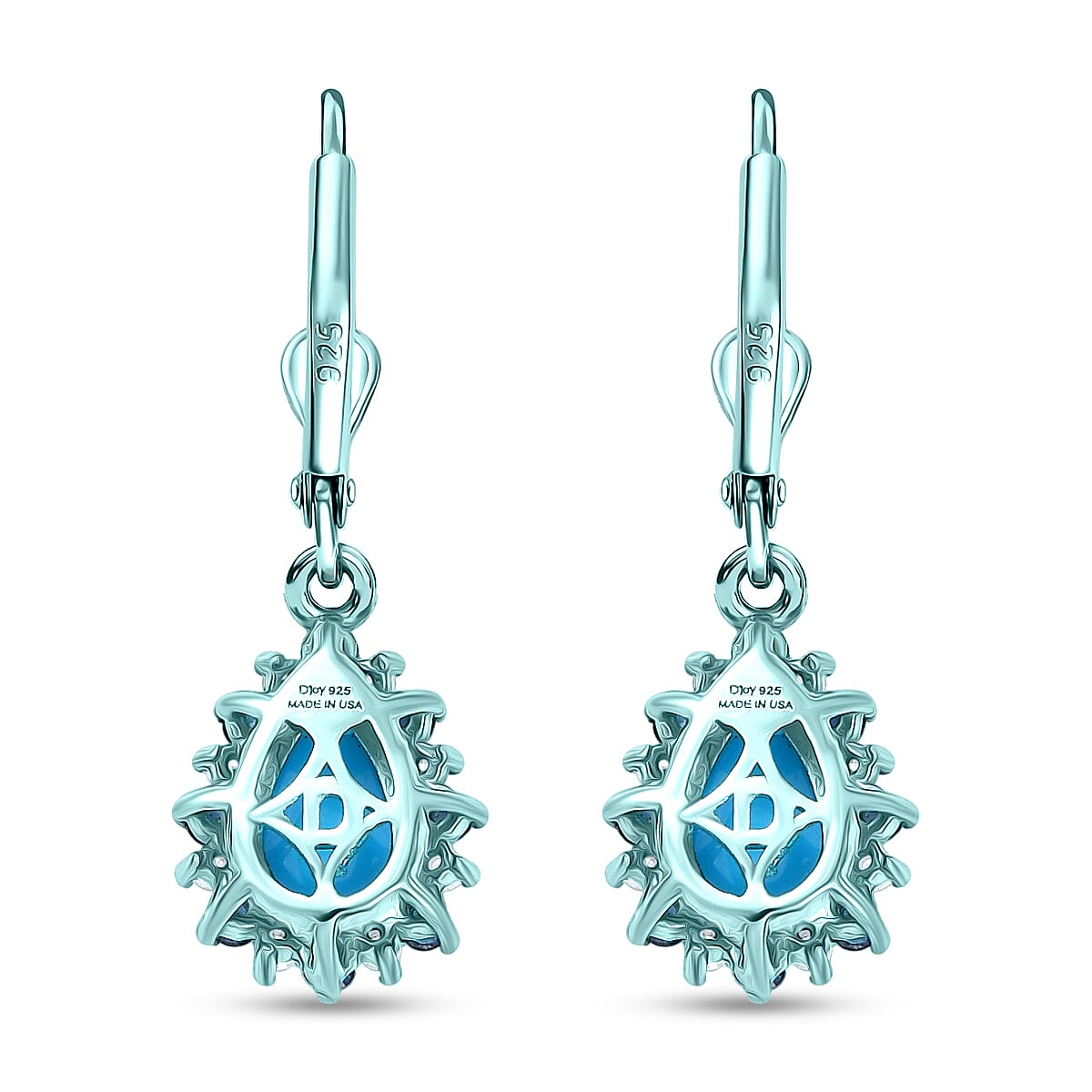 D'Joy Sleeping Beauty Turquoise and Multi Gemstone 2.00 ctw Aura Bloom Earrings in Blue E-coat Sterling Silver image number 4