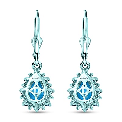 D'Joy Sleeping Beauty Turquoise, Multi Gemstone Earrings in Blue E-coat Sterling Silver 2.00 ctw