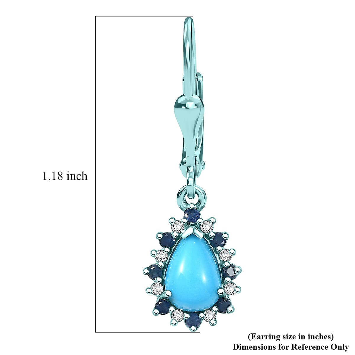 D'Joy Sleeping Beauty Turquoise and Multi Gemstone 2.00 ctw Aura Bloom Earrings in Blue E-coat Sterling Silver image number 5