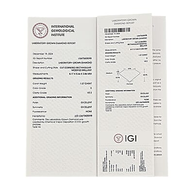 IGI Certified Luxuriant Lab Grown Diamond (Radiant) (VS2) 1.50 ctw