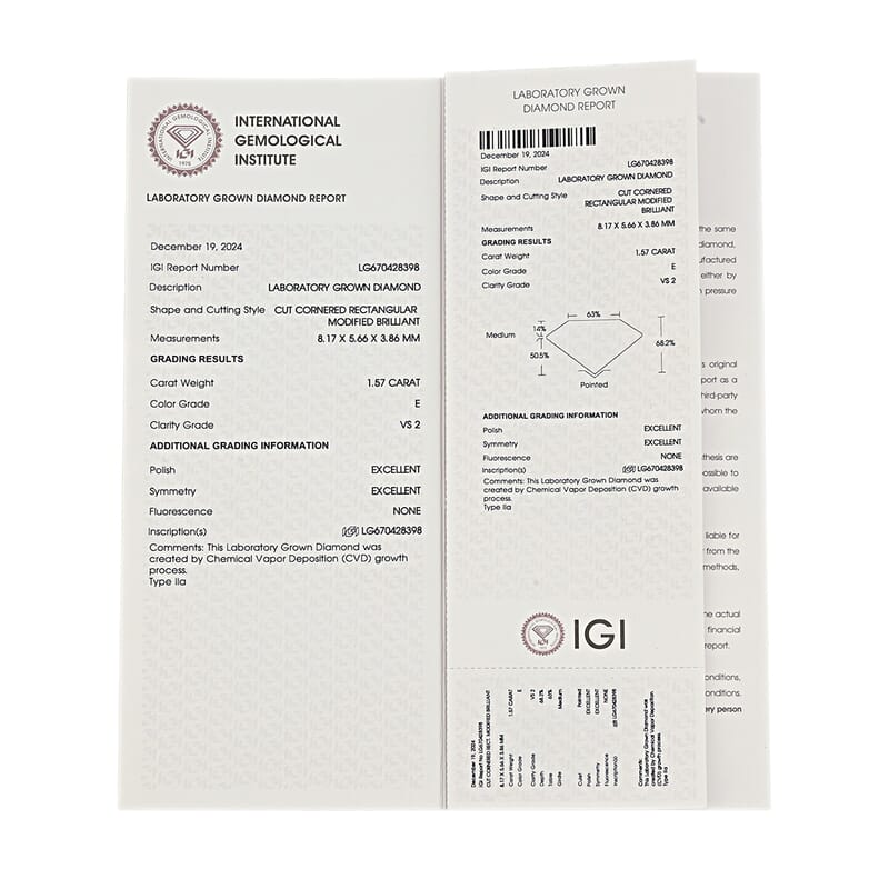 IGI Certified Luxuriant Lab Grown Diamond (Radiant) (VS2) 1.50 ctw
