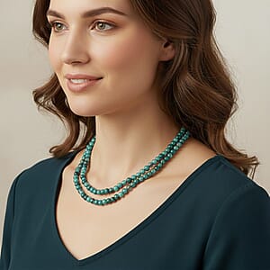 Blue and Gray Color Popcorn Agate Beaded Endless Necklace 250 ctw (36 Inches)