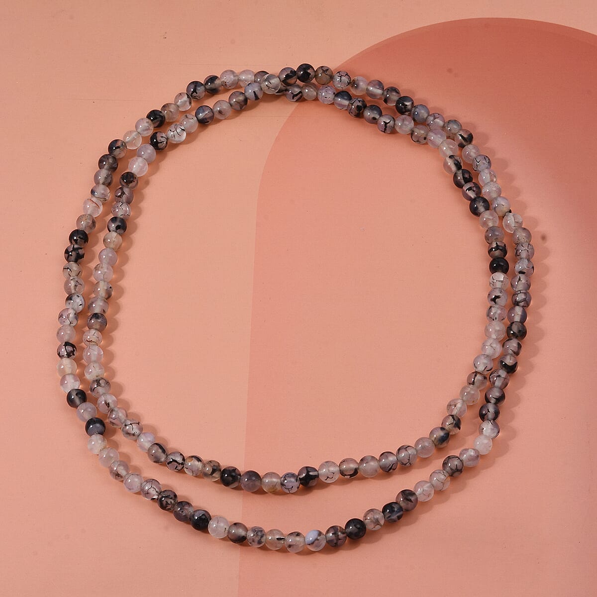 White and Black Popcorn Agate Beaded Endless Necklace 250.00 ctw  (36 Inches) image number 1
