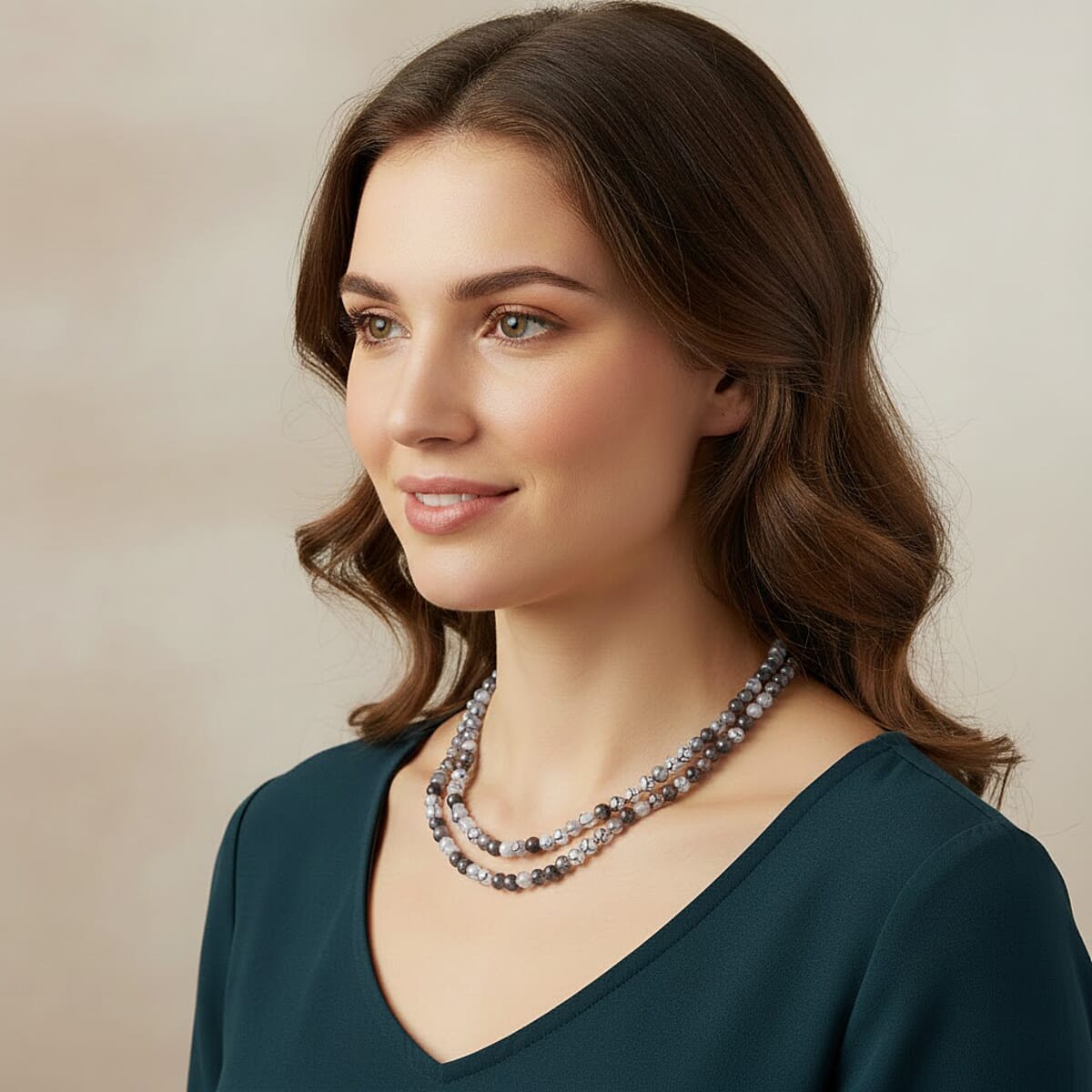 White and Black Popcorn Agate Beaded Endless Necklace 250.00 ctw  (36 Inches) image number 2