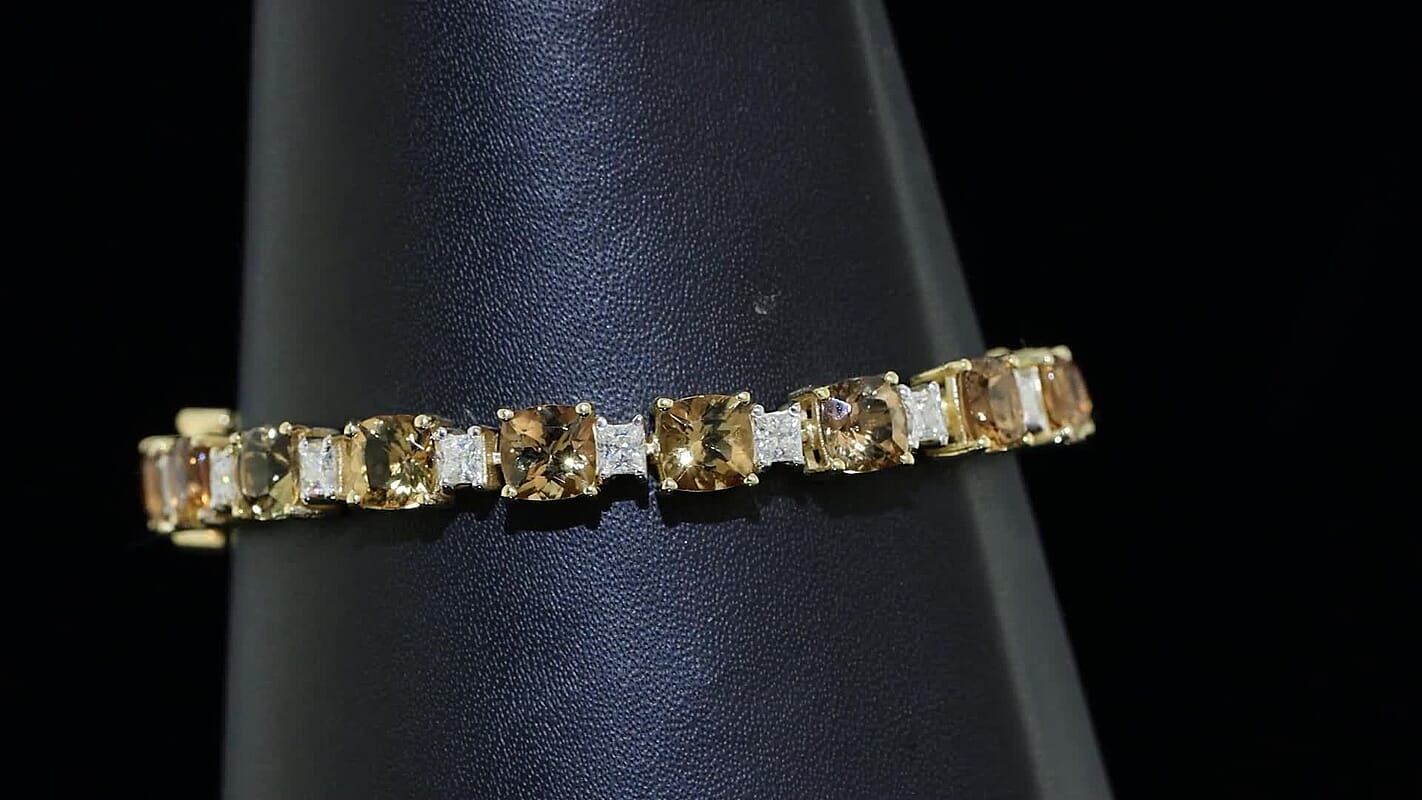 D'Joy Premium Marialite, Moissanite Bracelet in 18K Vermeil YG Over Sterling Silver (6.50 In) 16.25 ctw